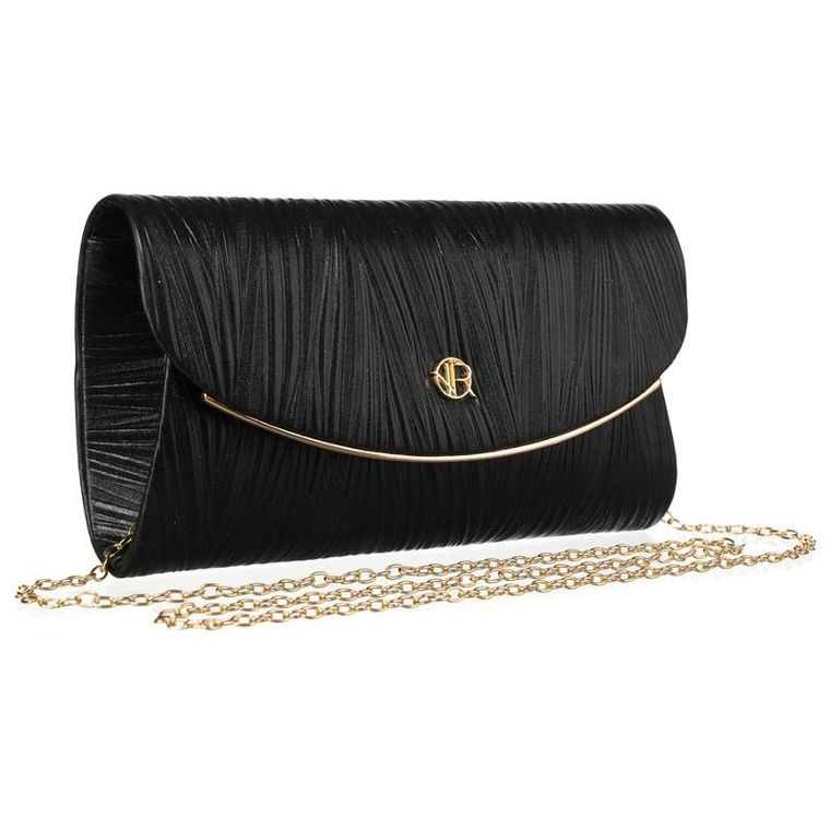 Torebka kopertówka, czarna, skóra ekologiczna, Rovicky