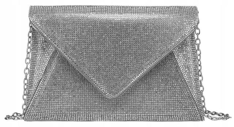 Torebka kopertówka, srebrna, Peterson