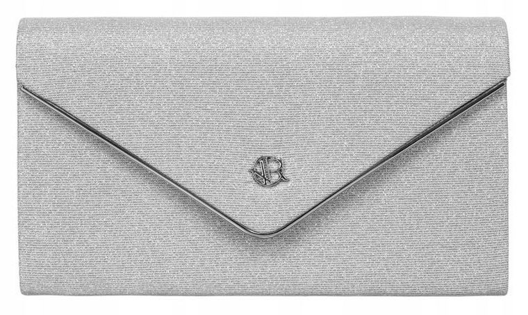 Torebka kopertówka, srebrna, Rovicky