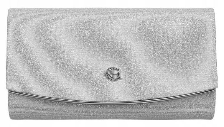 Torebka kopertówka, srebrna, Rovicky