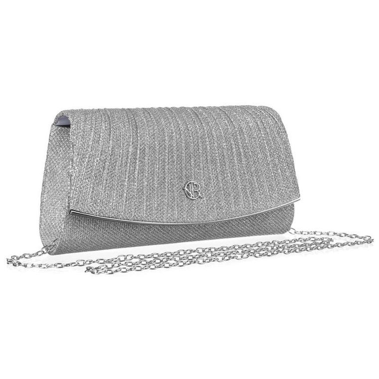 Torebka kopertówka, srebrna, Rovicky