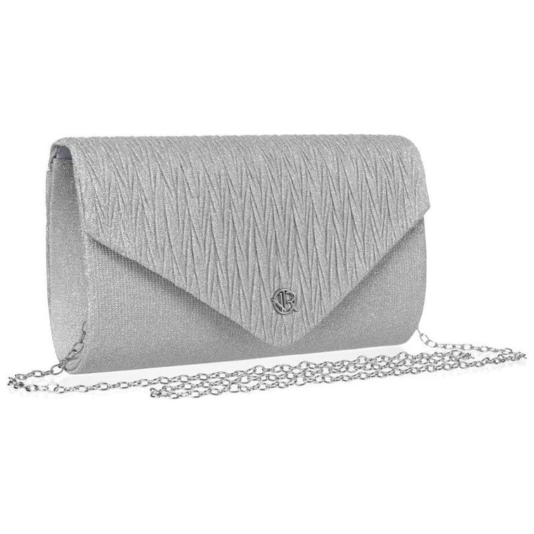 Torebka kopertówka, srebrna, Rovicky