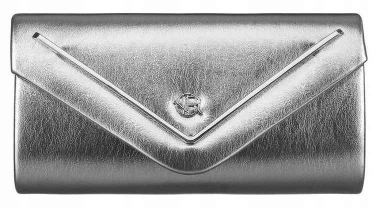 Torebka kopertówka, srebrna, skóra ekologiczna, Rovicky