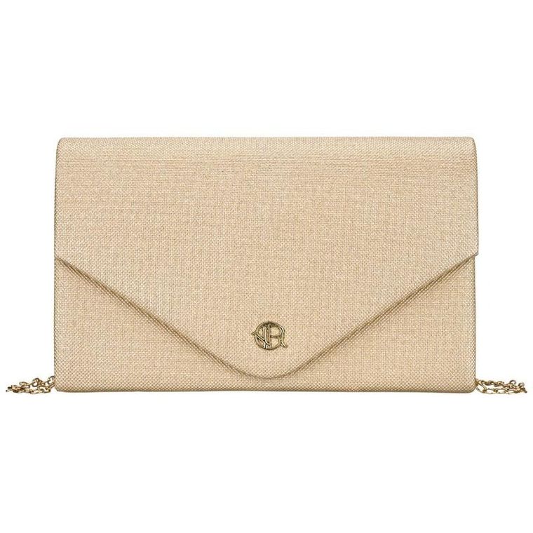 Torebka kopertówka, złota, brokatowa, Rovicky