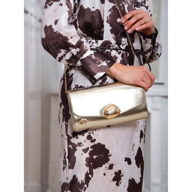 Torebka kopertówka, złota, skóra ekologiczna, Rovicky