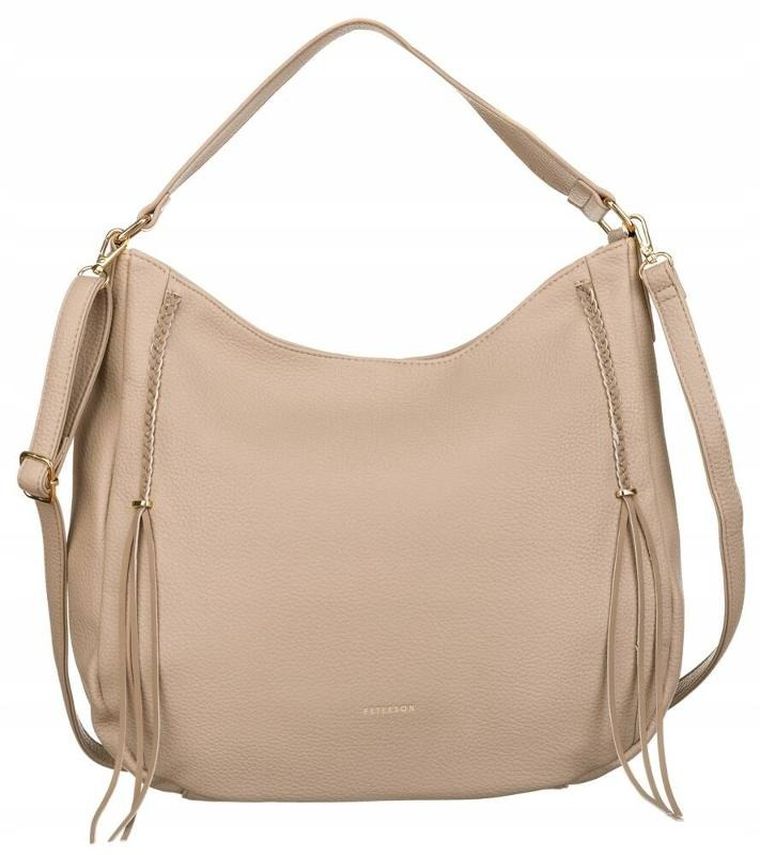 Torebka listonoszka, beżowa, skóra ekologiczna, Peterson