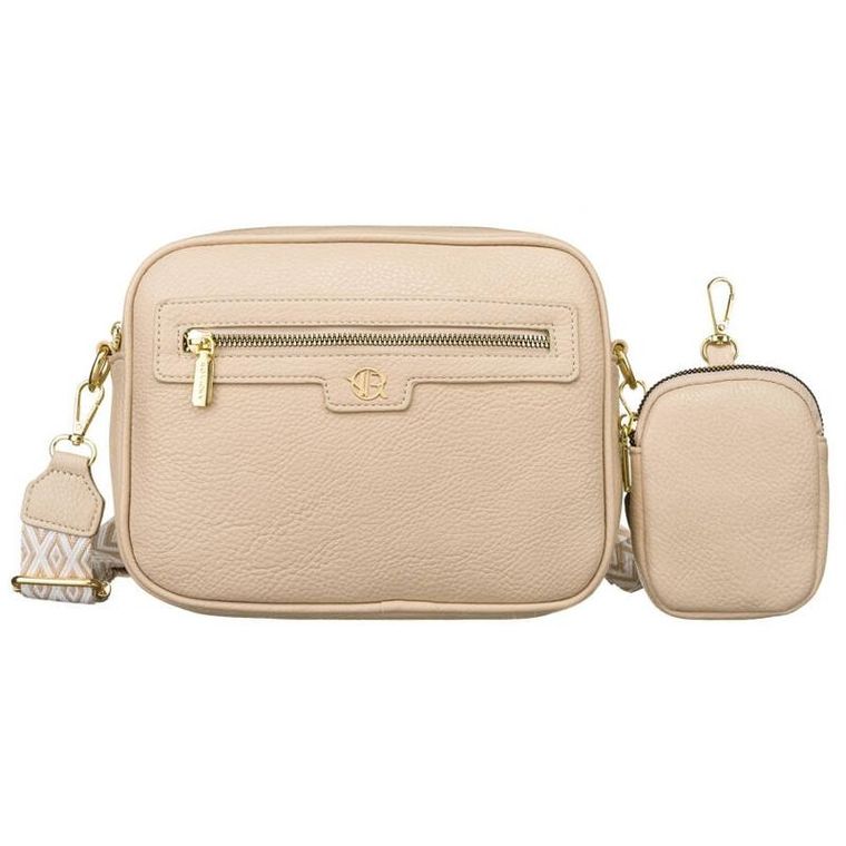 Torebka listonoszka, beżowa, skóra ekologiczna, Rovicky