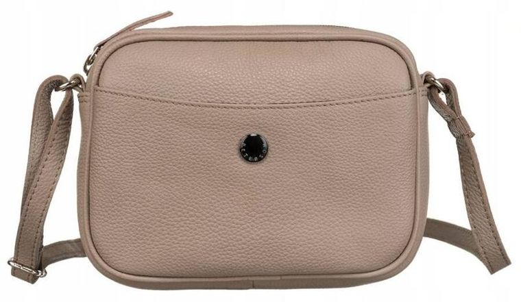 Torebka listonoszka, beżowa, skórzana, Peterson