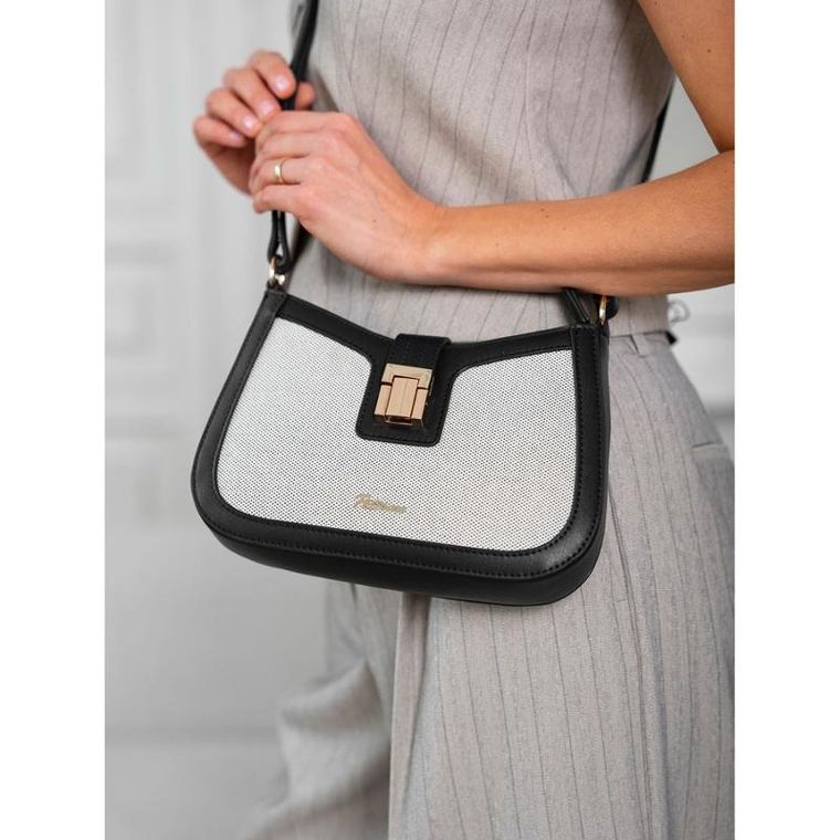 Torebka listonoszka, beżowa, skórzana, Peterson