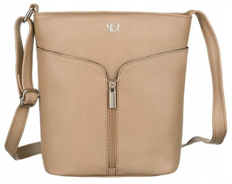 Torebka listonoszka, beżowa, skórzana, Rovicky
