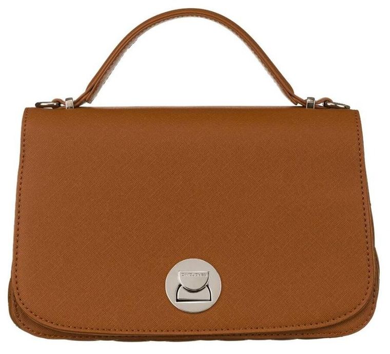 Torebka listonoszka, brązowa, skóra ekologiczna, David Jones