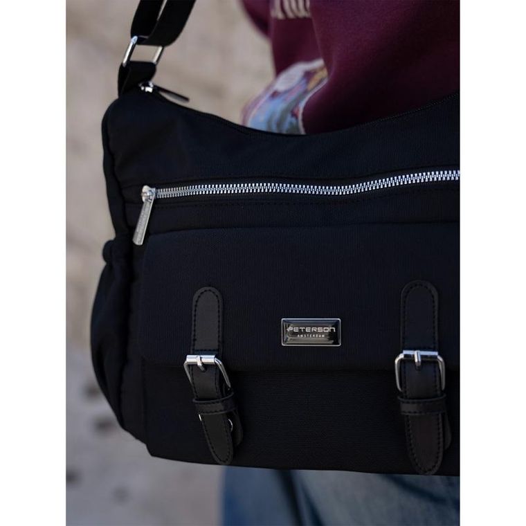 Torebka listonoszka, czarna, Peterson