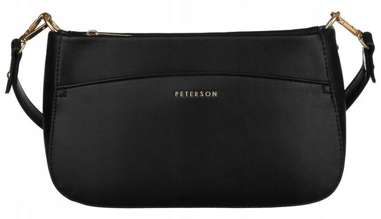 Torebka listonoszka, czarna, skóra ekologiczna, Peterson