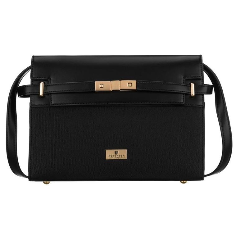 Torebka listonoszka, czarna, skóra ekologiczna, Peterson