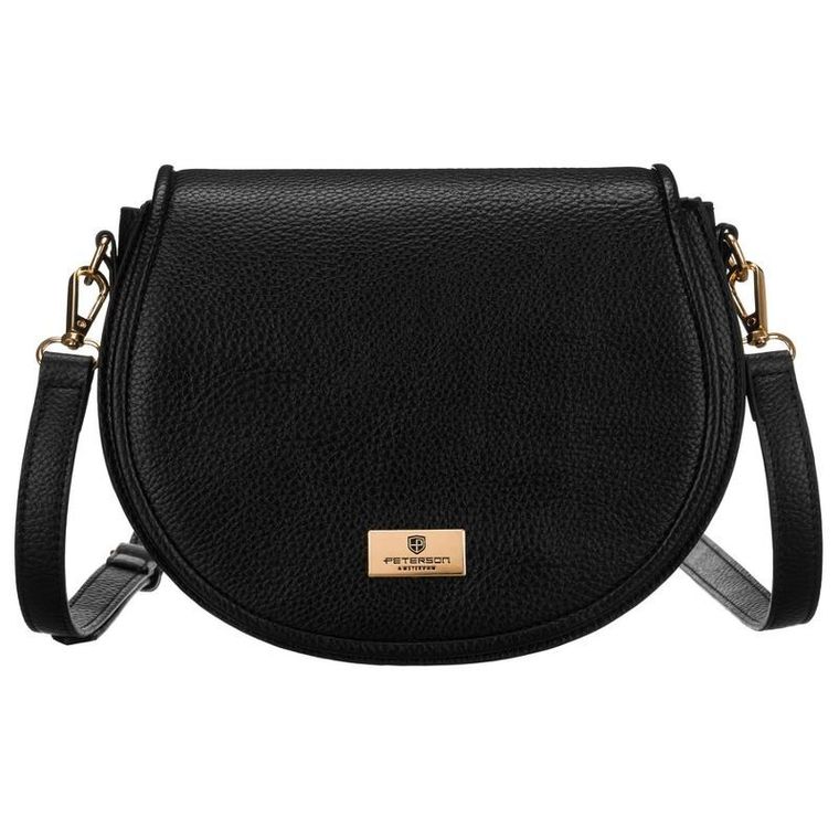 Torebka listonoszka, czarna, skóra ekologiczna, Peterson