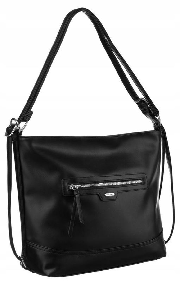 Torebka listonoszka, czarna, skóra ekologiczna, Rovicky