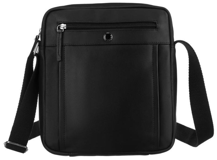 Torebka listonoszka, czarna, skórzana, Peterson