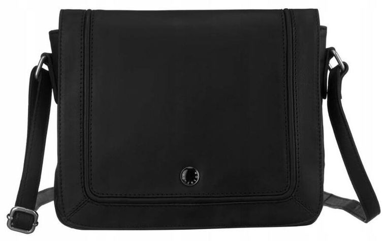 Torebka listonoszka, czarna, skórzana, Peterson