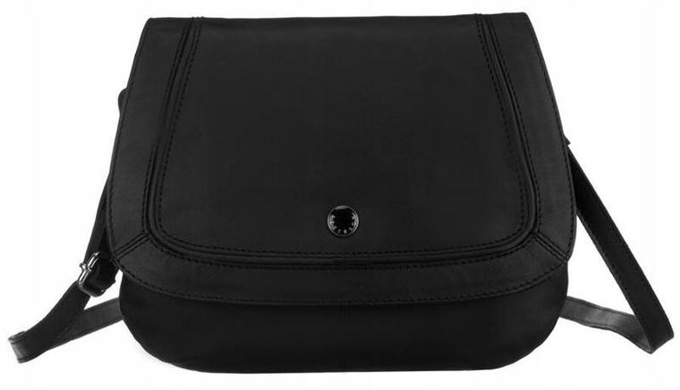 Torebka listonoszka, czarna, skórzana, Peterson