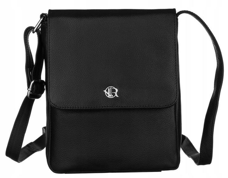 Torebka listonoszka, czarna, skórzana, Rovicky