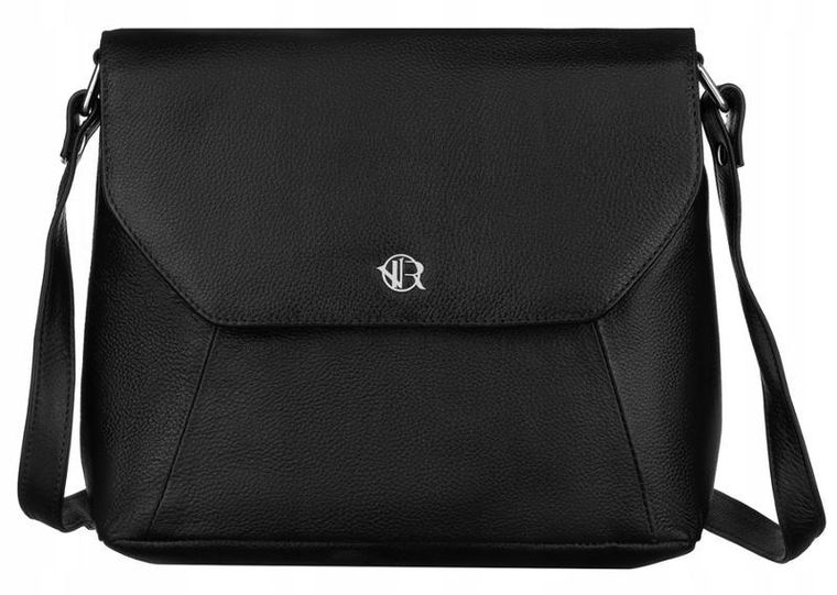 Torebka listonoszka, czarna, skórzana, Rovicky