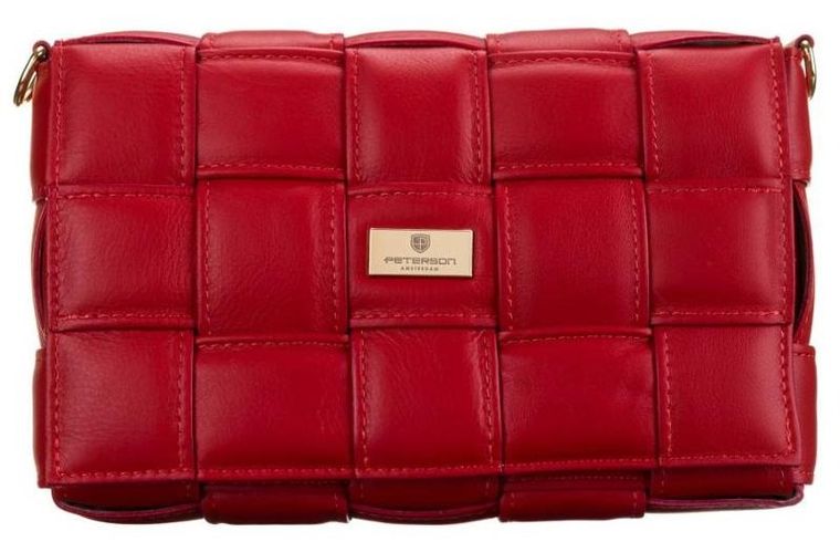 Torebka listonoszka, czerwona, skórzana, Peterson