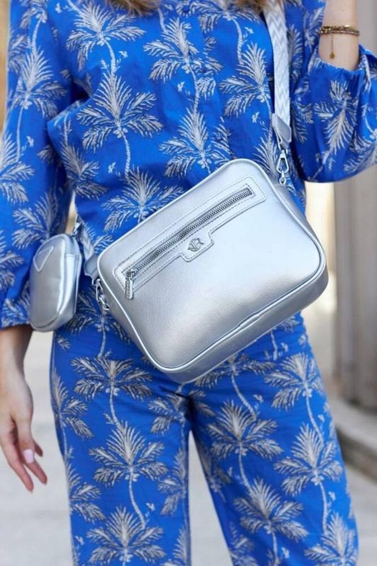 Torebka listonoszka, srebrna, skóra ekologiczna, Rovicky