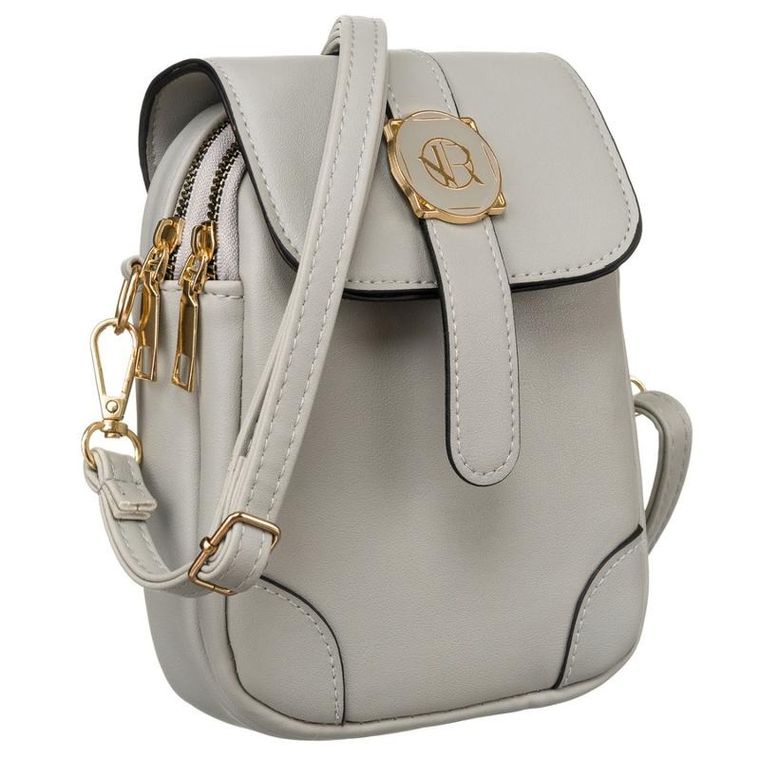 Torebka listonoszka, szara, skóra ekologiczna, Rovicky