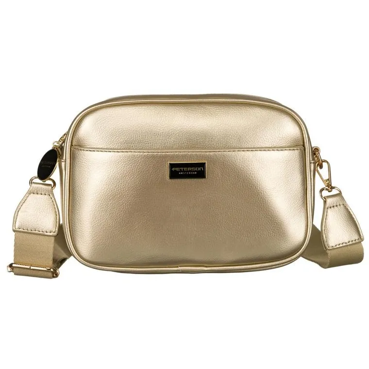 Torebka listonoszka, złota, skóra ekologiczna, Peterson