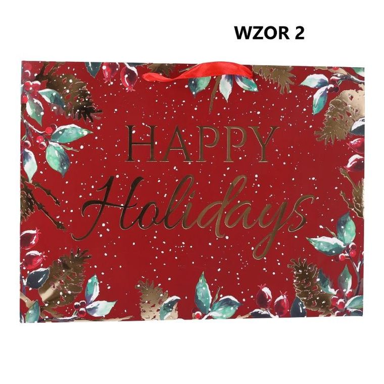Torebka na prezent świąteczna "Happy Holidays" 42-12-31 cm