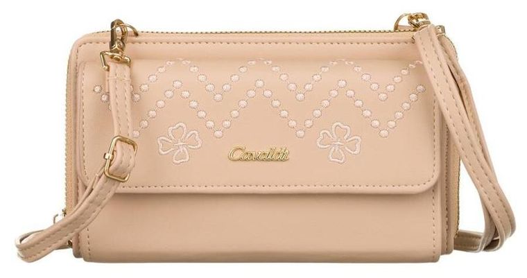 Torebka-portfel, beżowa, skóra ekologiczna, Cavaldi