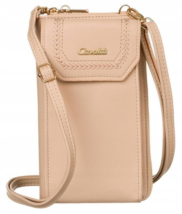 Torebka-portfel, beżowa, skóra ekologiczna, Cavaldi