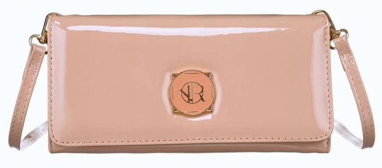 Torebka-portfel, beżowa, skóra ekologiczna, Rovicky