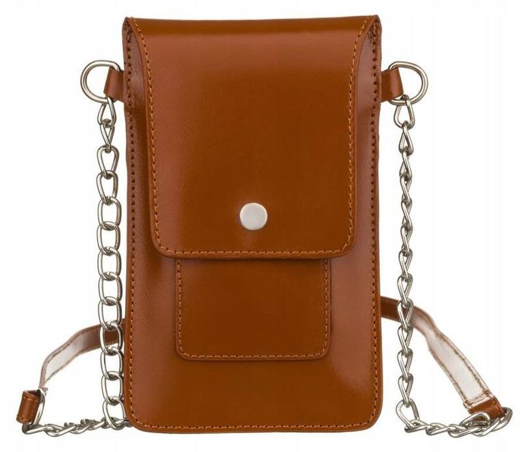 Torebka-portfel, brązowa, skórzana, Cavaldi