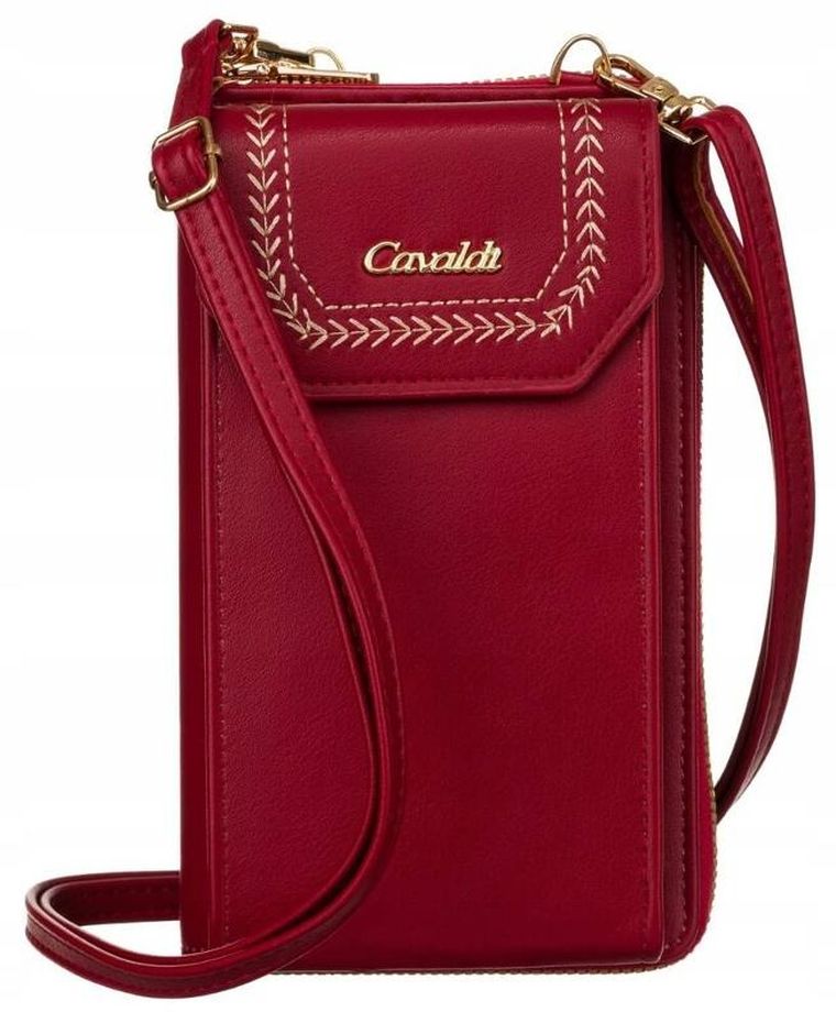 Torebka-portfel, czerwona, skóra ekologiczna, Cavaldi