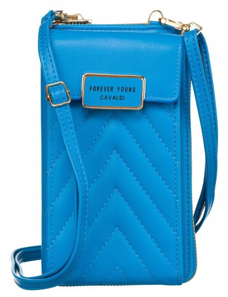 Torebka-portfel, niebieska, skóra ekologiczna, Cavaldi