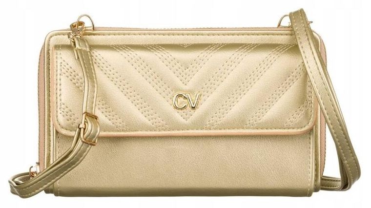 Torebka-portfel, złota, skóra ekologiczna, Cavaldi