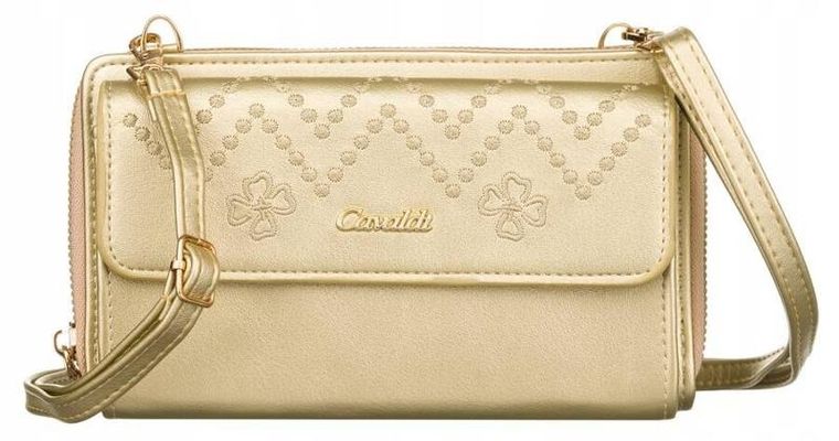 Torebka-portfel, złota, skóra ekologiczna, Cavaldi