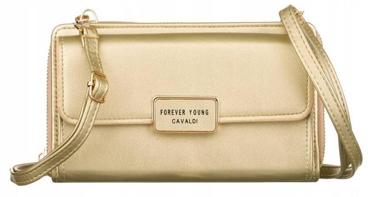 Torebka-portfel, złota, skóra ekologiczna, Cavaldi