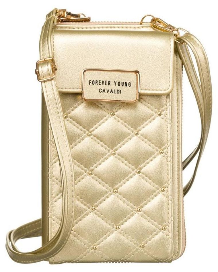 Torebka-portfel, złota, skóra ekologiczna, Cavaldi