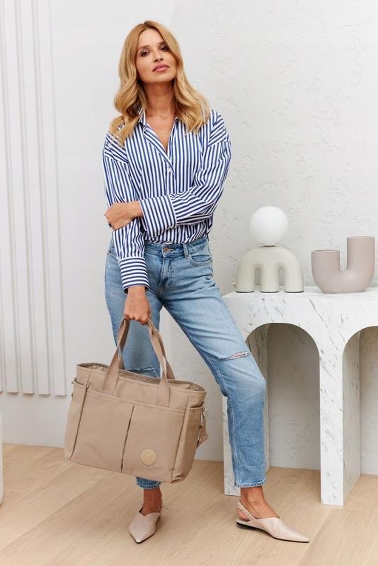 Torebka shopper, beżowa, Peterson