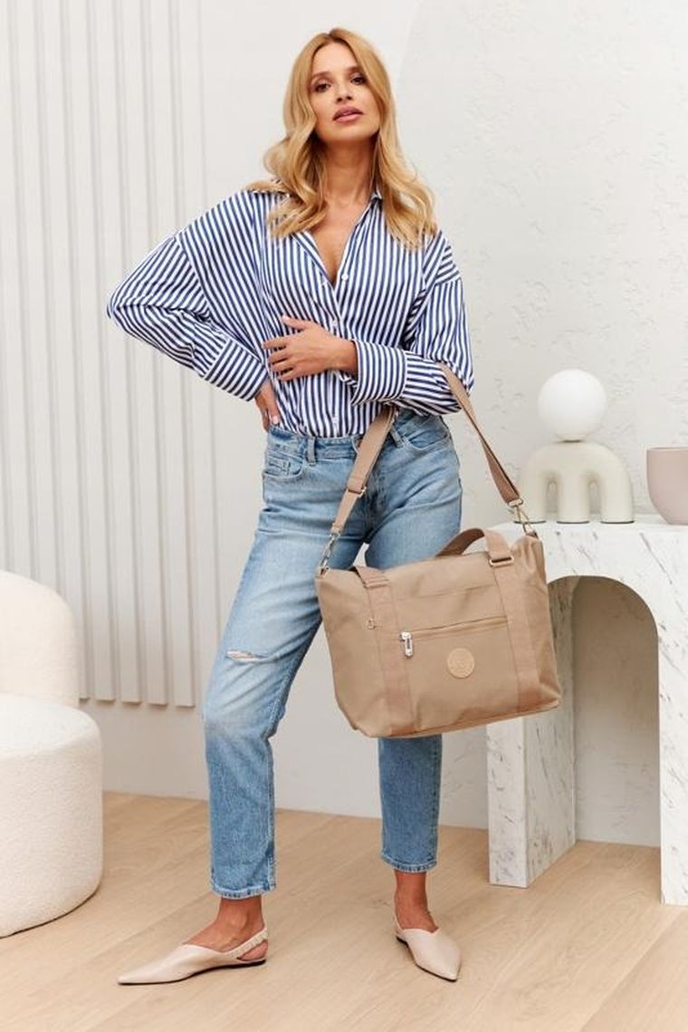 Torebka shopper, beżowa, Peterson