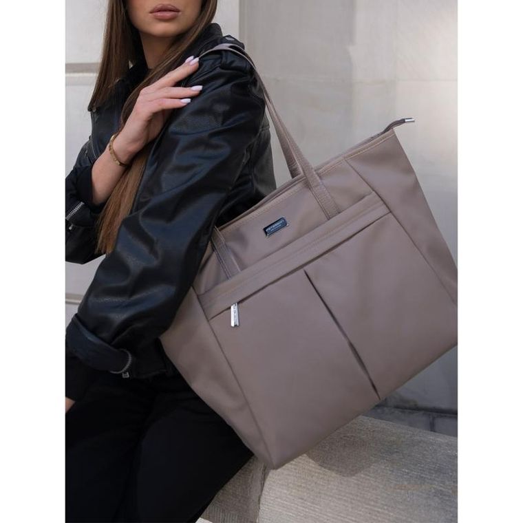 Torebka shopper, beżowa, Peterson