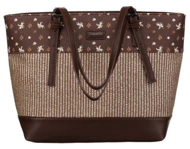 Torebka shopper, brązowa, skóra ekologiczna, David Jones
