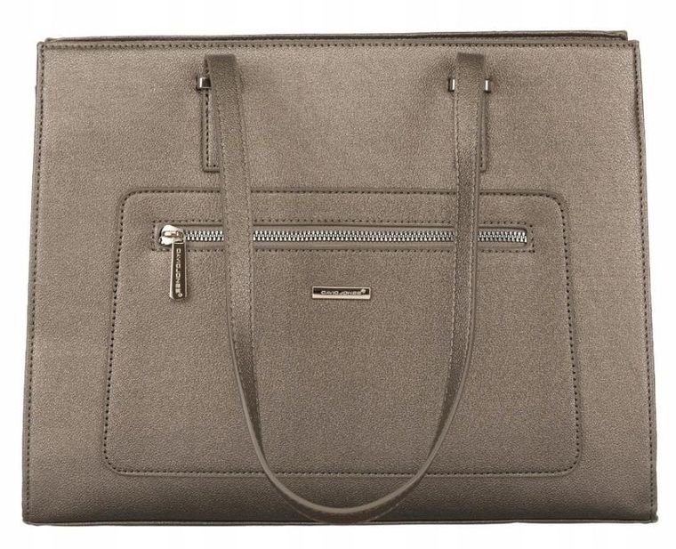 Torebka shopper, brązowa, skóra ekologiczna, David Jones