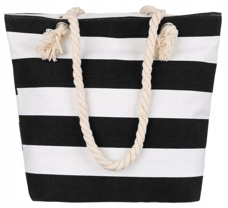Torebka shopper, czarna, plażowa