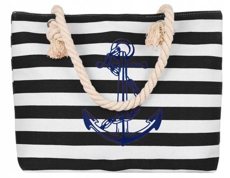 Torebka shopper, czarno-biała, plażowa