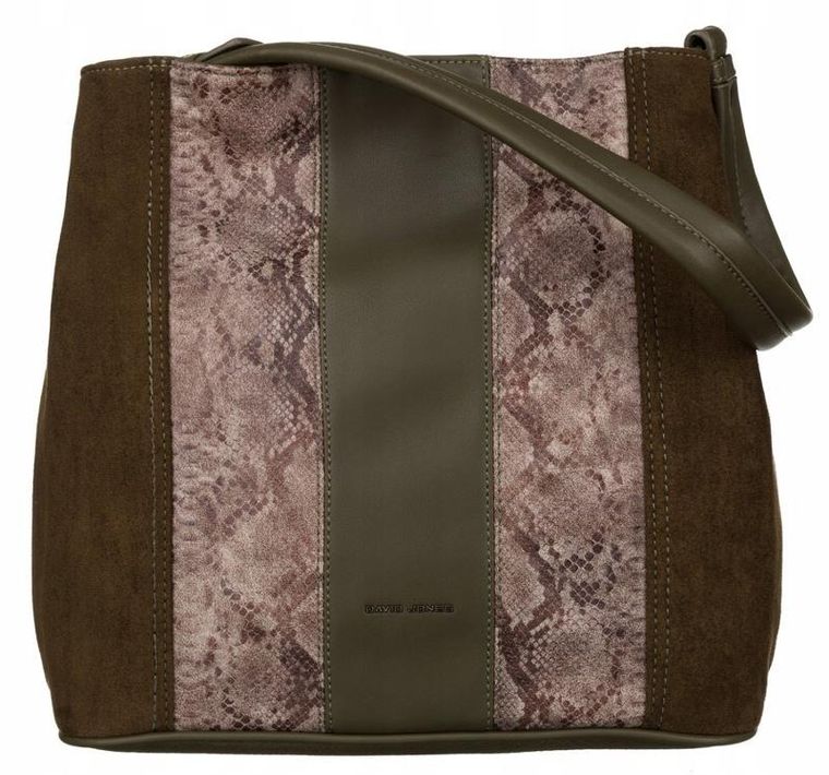 Torebka shopper, khaki, skóra ekologiczna, David Jones