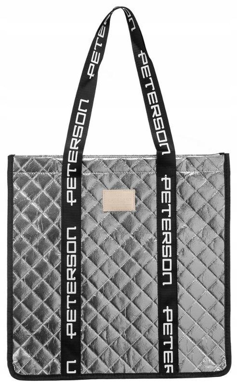 Torebka shopper, srebrna, Peterson