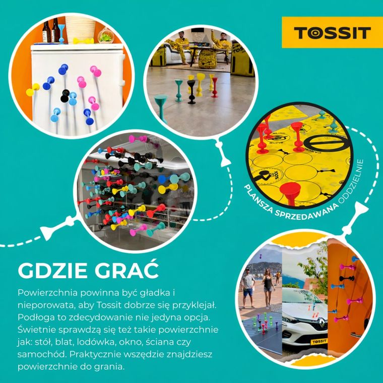 Tossit, rzutki, zestaw startowy, gra zręcznościowa, fioletowy i zielony, 7 elementów